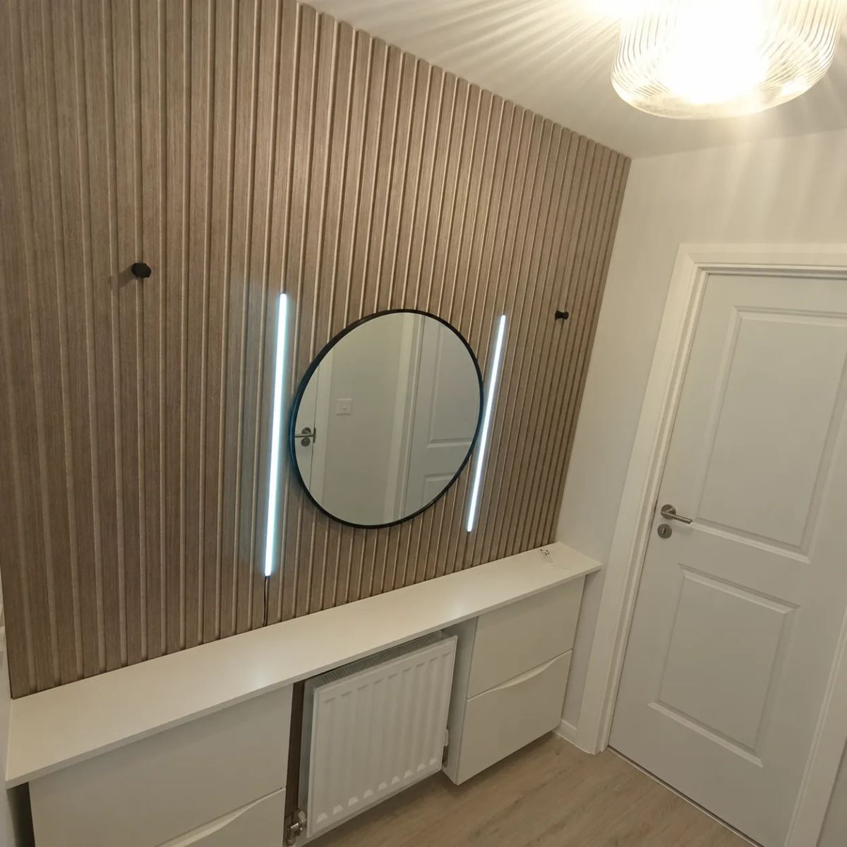 Modern Taupe Hallway with LED Mirror